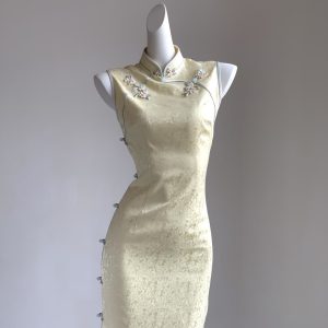 Váy Sườn Xám (旗袍) Cao Cấp Xing Store – Gấm Silk Jacquard Ánh Kim, Thiết Kế Cổ Tàu Đính Kết Thủ Công