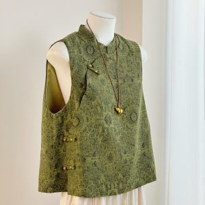 Áo Gile Lụa Gấm Cao Cấp Xing Store – Thiết Kế Cổ Tàu Cách Tân, Họa Tiết Mandala Sang Trọng