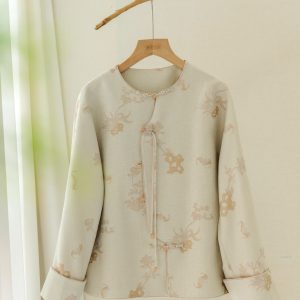 Áo Khoác Tân Trung Hoa (新中式) Cao Cấp Xing Store – Họa Tiết Hoa Nhài Chìm, Phong Cách Zen Thanh Lịch