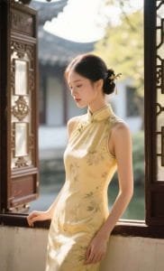 Sườn Xám Lụa Tơ Tằm Cao Cấp phong cách Á Đông