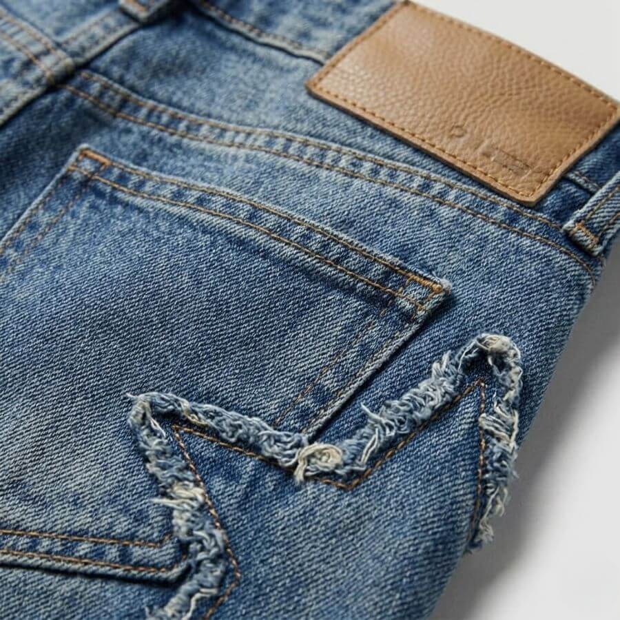 Quần sooc nữ ống rộng denim - thiết kế cạp cao họa tiết ngôi sao nổi bật