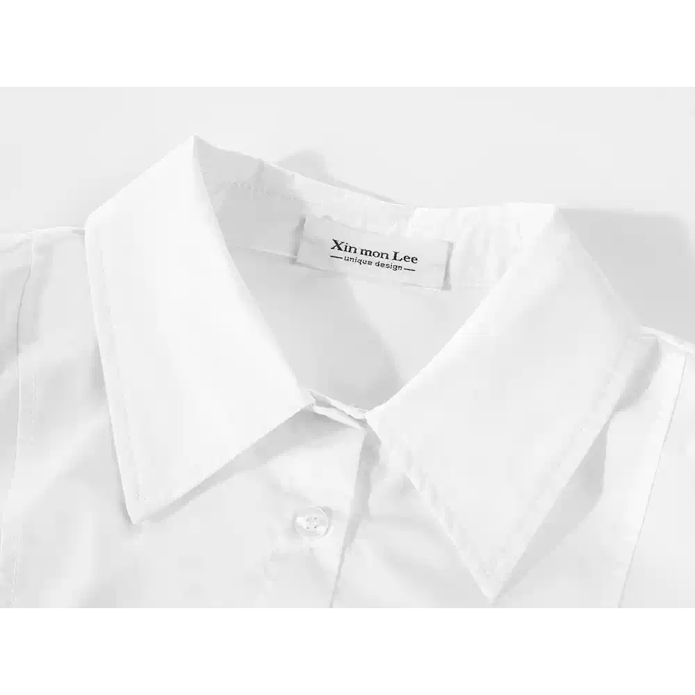 Áo Sơ Mi Dáng Lửng Kèm Cà Vạt Học Đường Cá Tính Cao Cấp - Ảnh 6