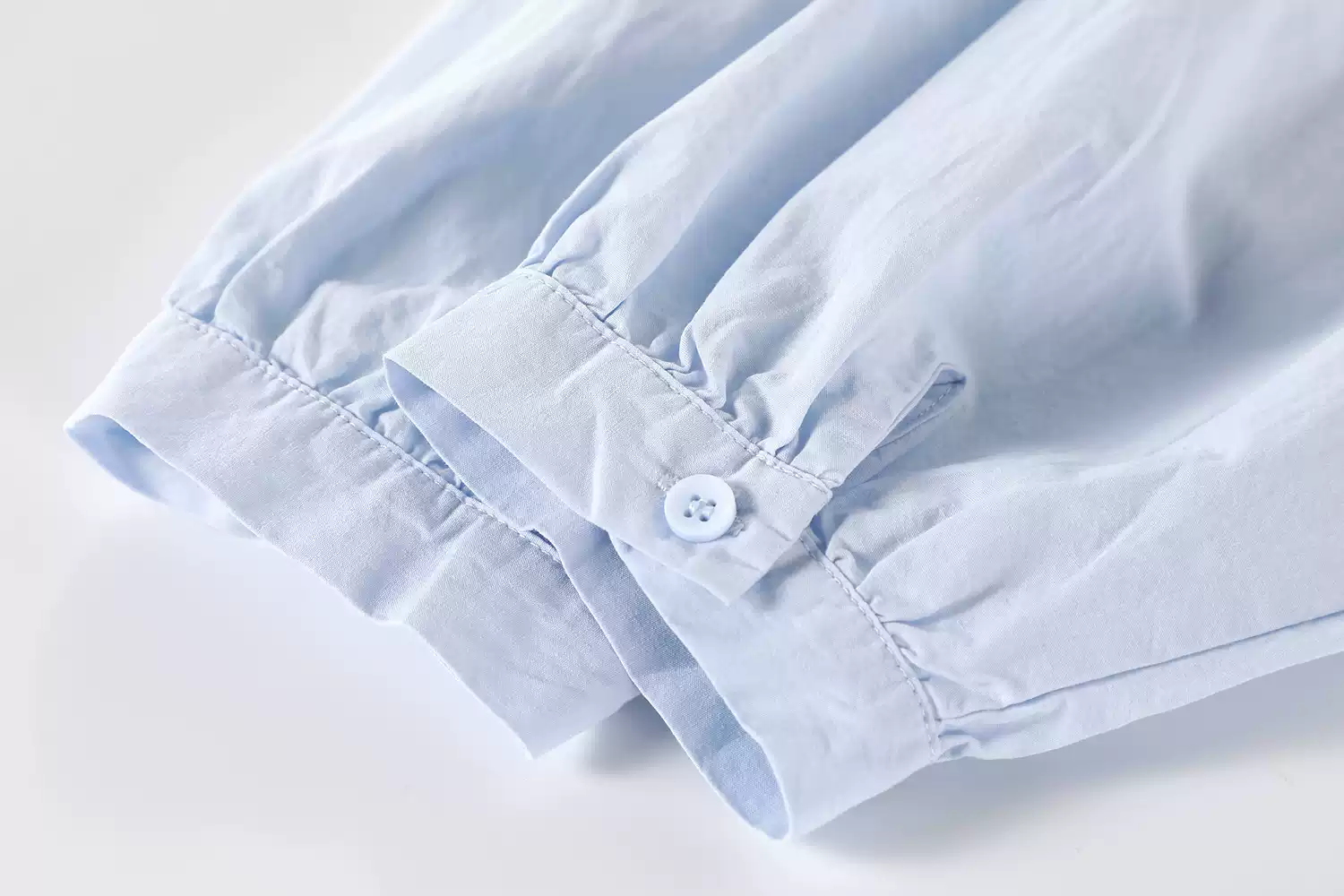 Áo Sơ Mi Nữ Xanh Nhạt Dáng Rộng Cách Điệu Vạt Chéo Cao Cấp - Ảnh 4