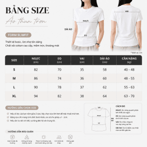 Bảng size áo thun ôm body Xing Store