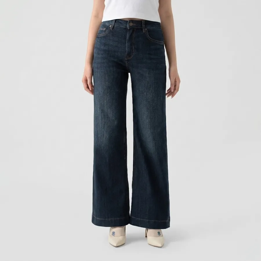 quần jeans nữ dài Ống rộng thiết kế cạp cao sang trọng tôn dáng quần jeans nữ dài Ống rộng thiết kế cạp cao sang trọng tôn dáng