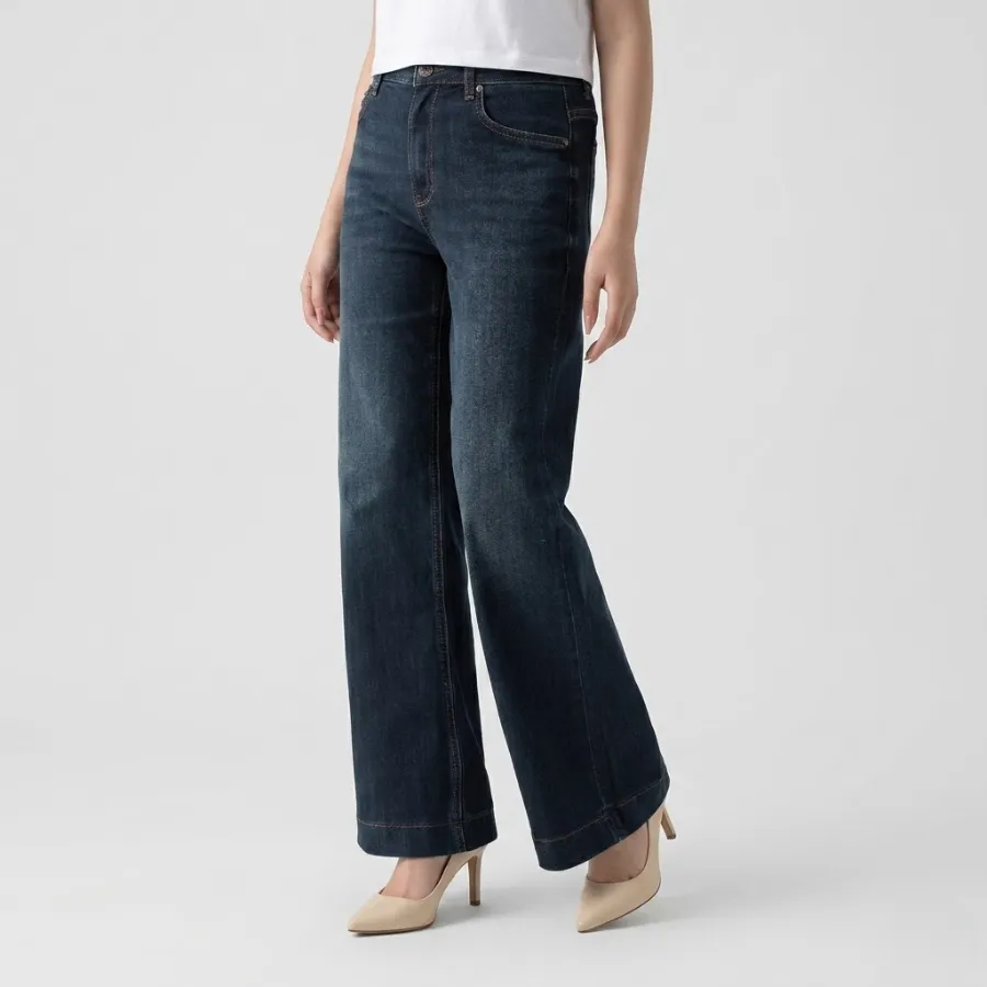 quần jeans nữ dài Ống rộng thiết kế cạp cao sang trọng tôn dáng quần jeans nữ dài Ống rộng thiết kế cạp cao sang trọng tôn dáng