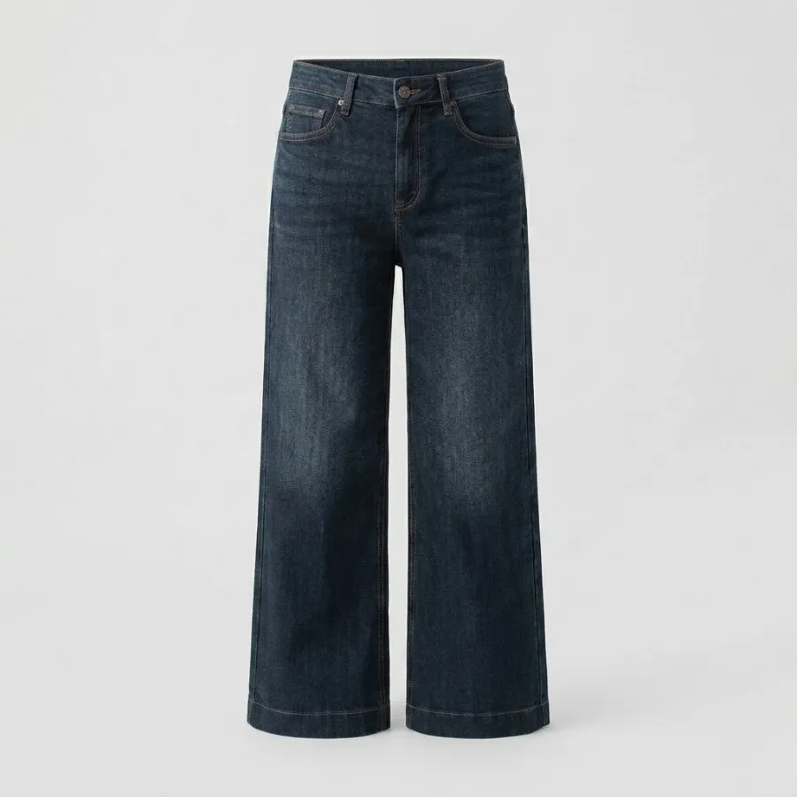 quần jeans nữ dài Ống rộng thiết kế cạp cao sang trọng tôn dáng quần jeans nữ dài Ống rộng thiết kế cạp cao sang trọng tôn dáng
