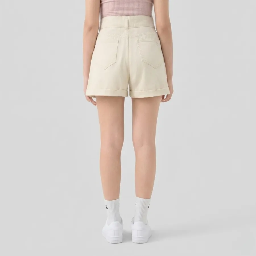 quần short kaki nữ trơn màu thiết kế gập lai thanh lịch, gọn gàng quần short kaki nữ trơn màu thiết kế gập lai thanh lịch, gọn gàng