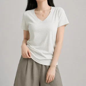 Áo thun ôm body cổ V nữ