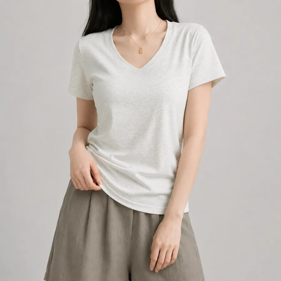 Áo thun ôm body cổ V nữ