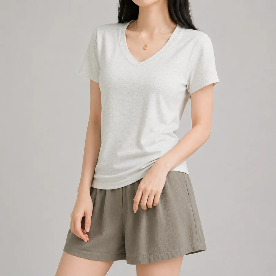 Áo Thun Ôm Body Cổ V Nữ – Thiết Kế Sang Trọng Giúp Tôn Ngực Tinh Tế - Ảnh 3