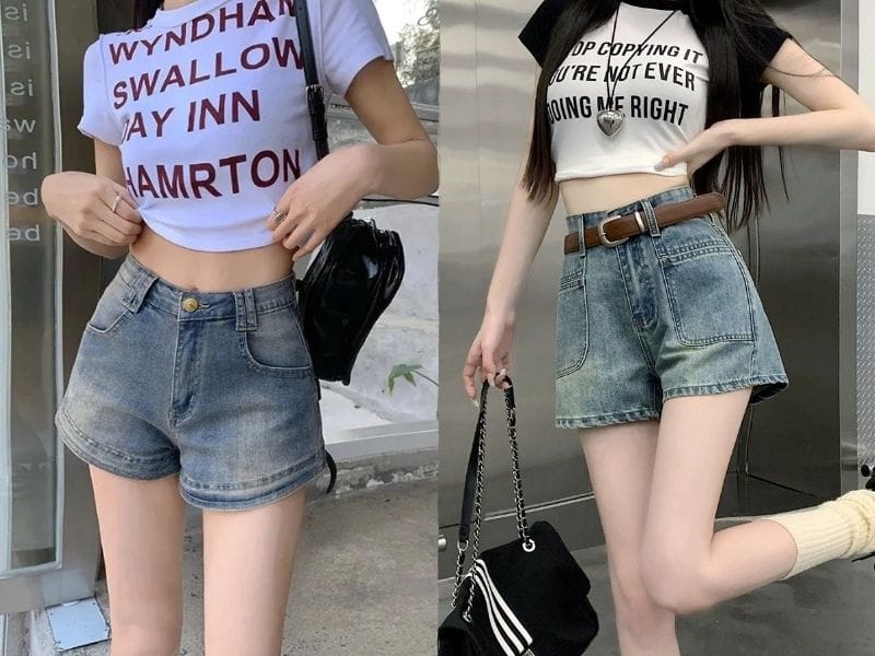 Quần sooc kết hợp với áo croptop quyến rũ