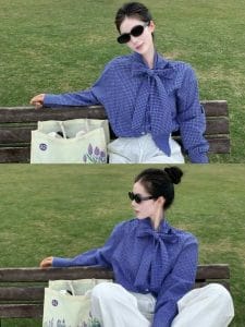 Sơ mi tay dài cổ thắt nơ