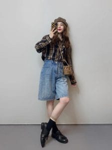 sơ mi phối quần ngố