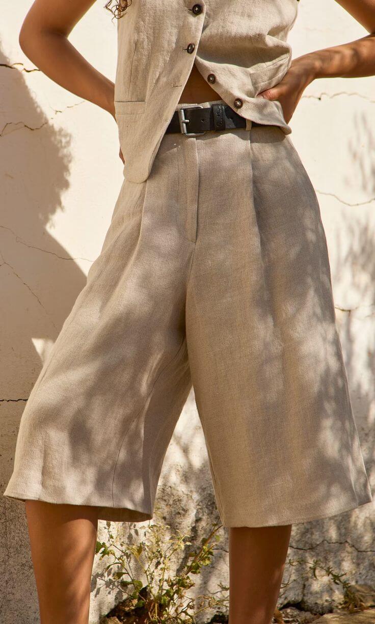 Quần ngố vải Linen