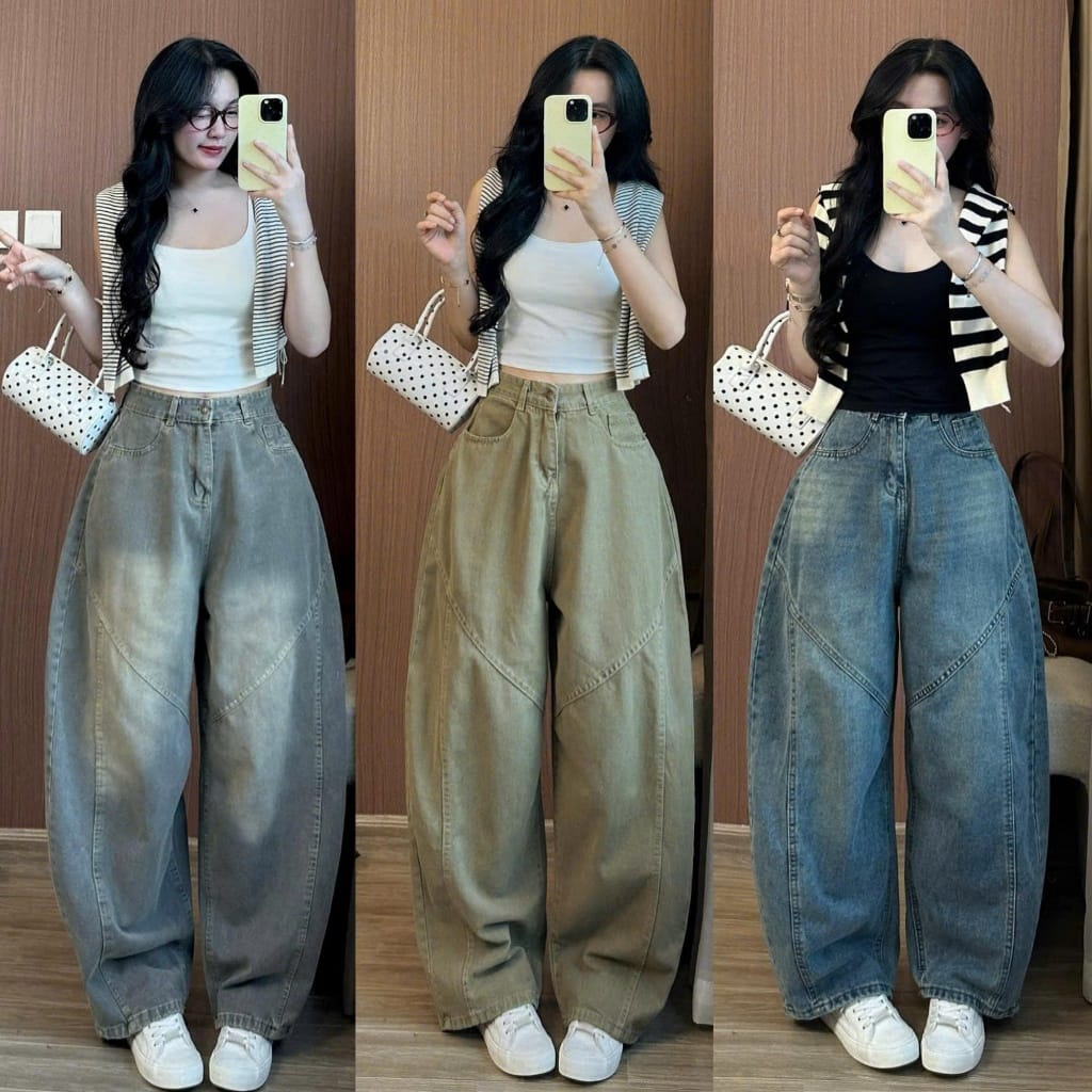 quần jean ống cong phối với áo croptop