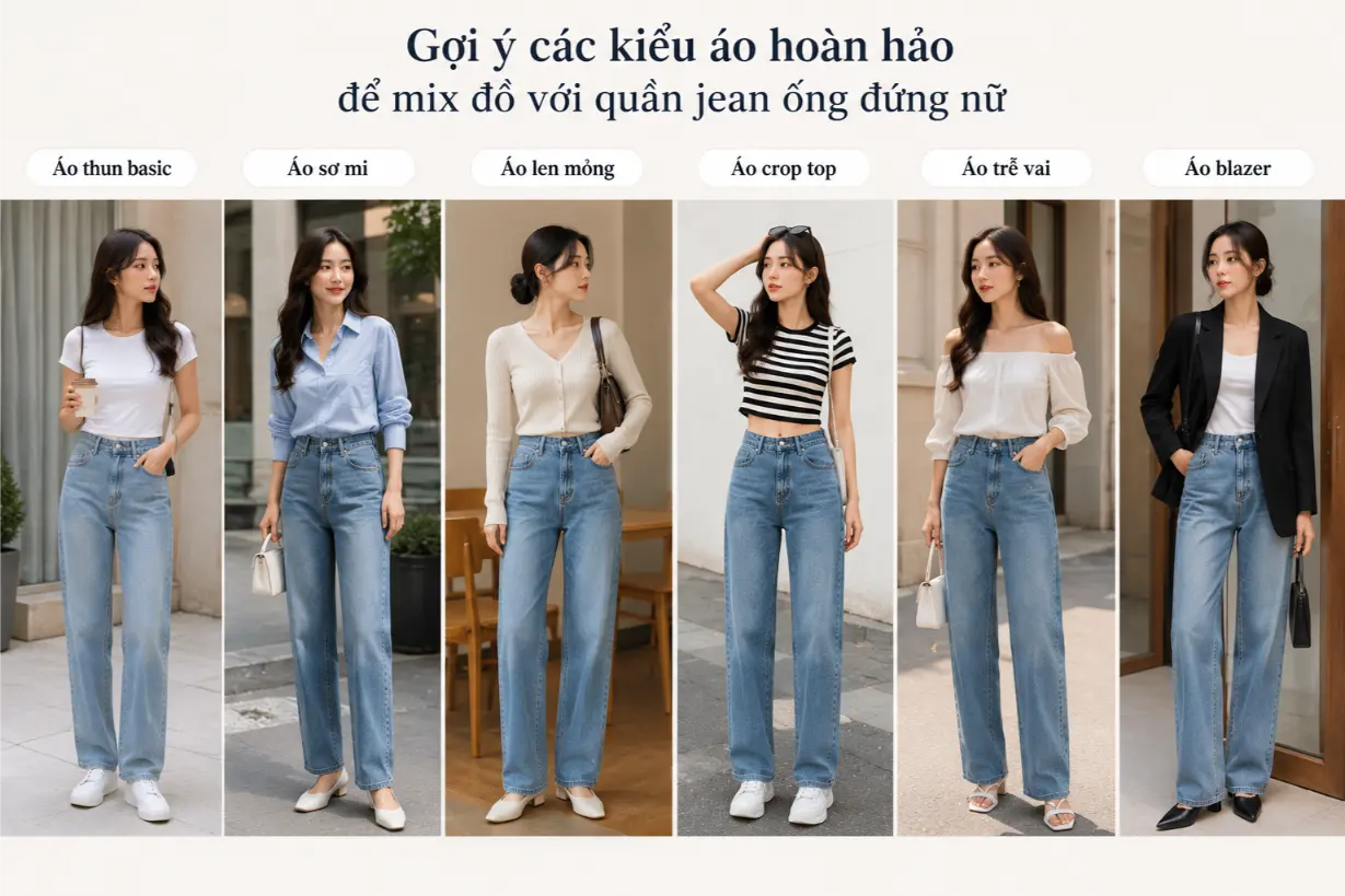 Mix áo với quần jean
