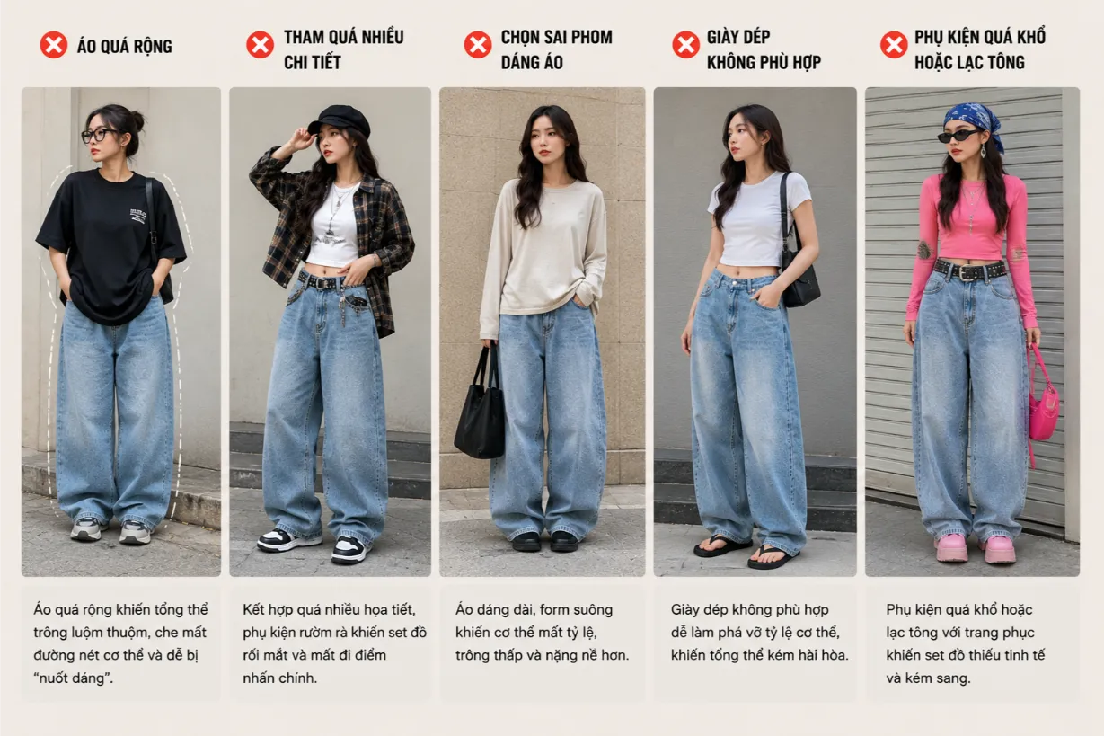 Sai lầm khi chọn quần jeans ống rộng