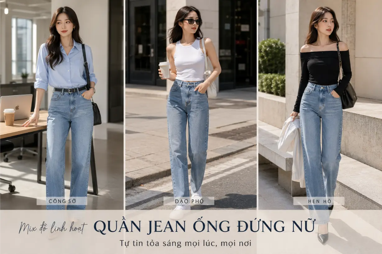Phối đồ với quần jean ống đứng