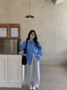 Sơ mi đũi kết hợp quần ống xuông