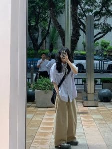sơ mi tay ngắn phối quần 